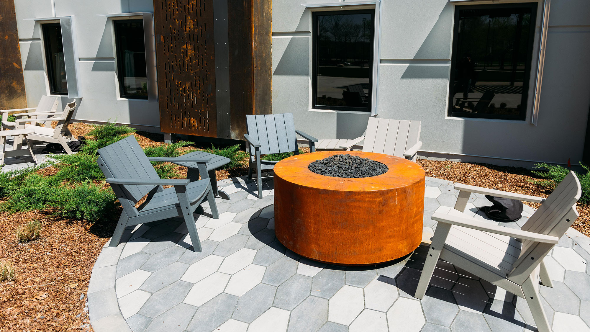 One of the fire pit areas available seasonally.