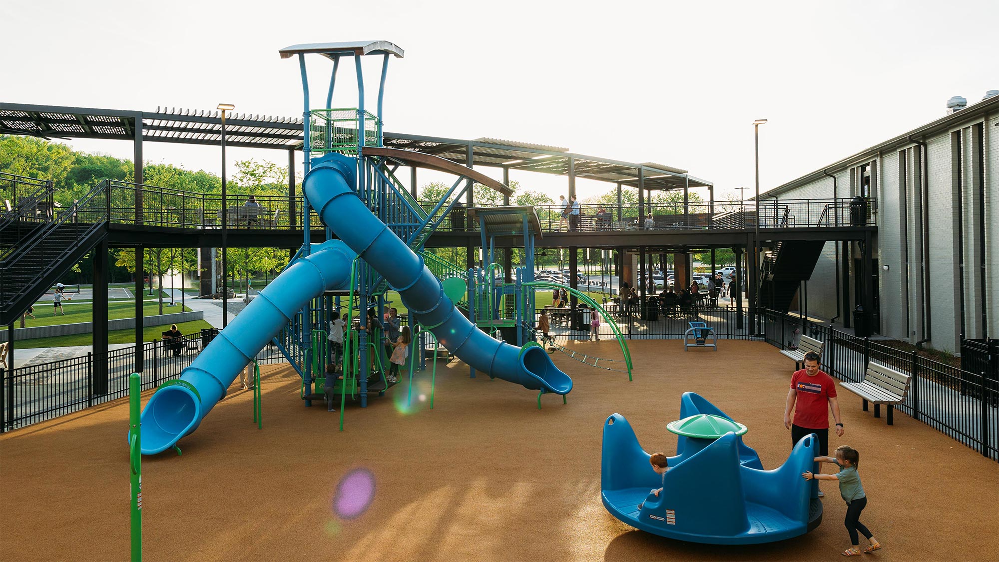 The large playground environment at Legacy Park